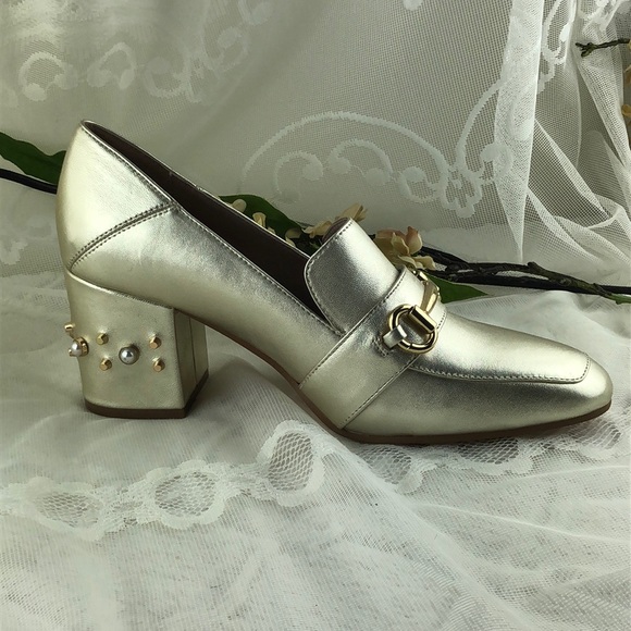 Steven by Steve Madden Gold Leather Block Heels - Picture 2 of 8